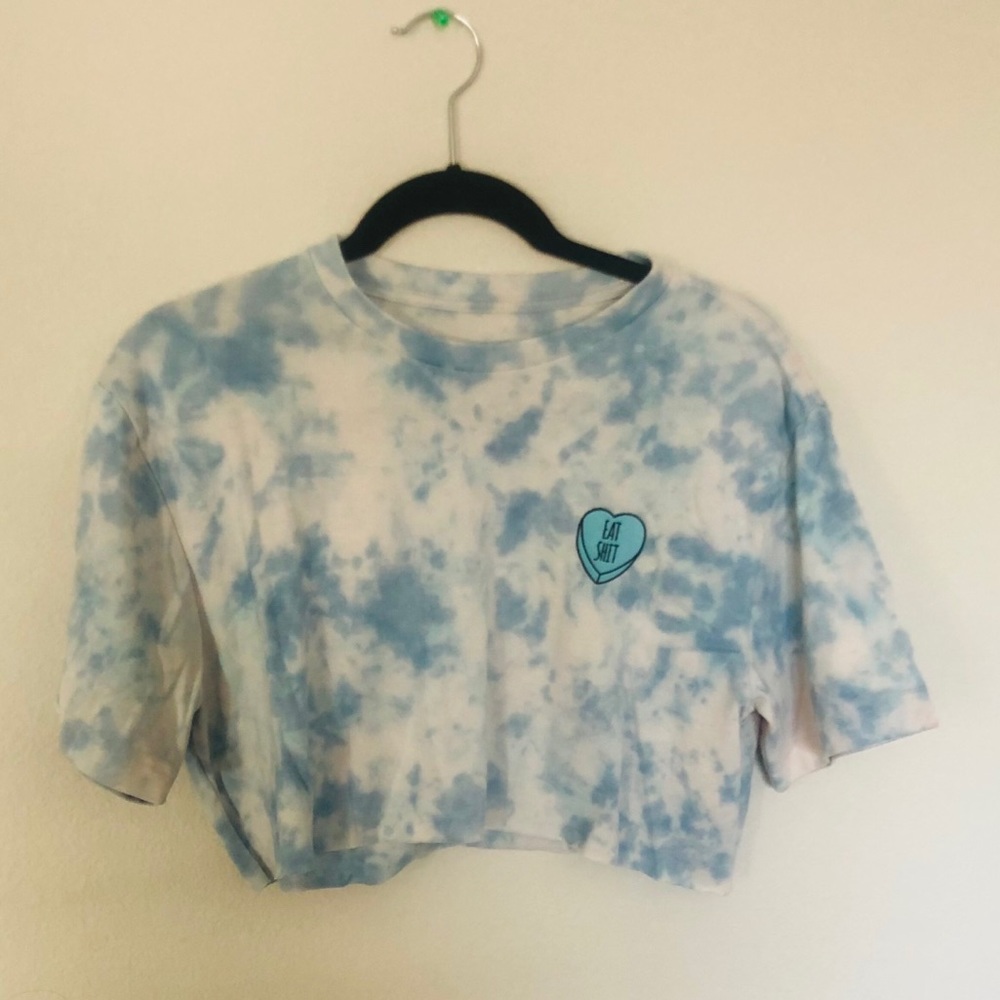 Eat sh*t candy heart tie dye crop top